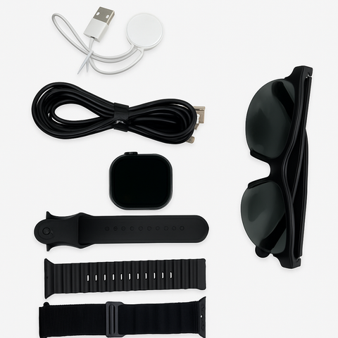 RM43 Smart Combo Set – Smartwatch + Sunglasses + Accessories (6-in-1 Kit)